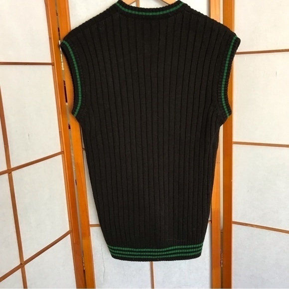 nautica knitted sweater vest. Chocolate brown and green. Size XL. Unisex - Picture 5 of 6